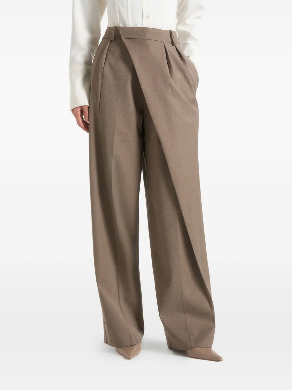 Colette wrap-front pleated tailored trousers