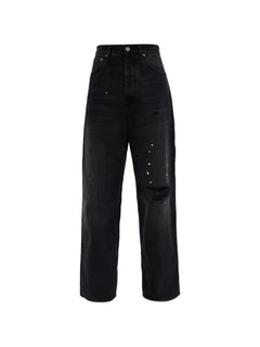 distressed splatter jeans