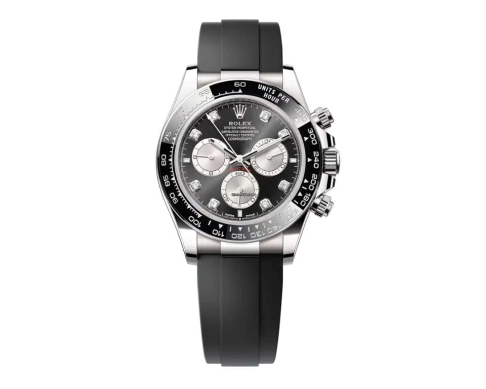 Rolex Black Cerachrom Bezel Black And Silver Diamond Dial Oysterflex Strap 126519 LN