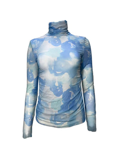 printed turtleneck long-sleeve top