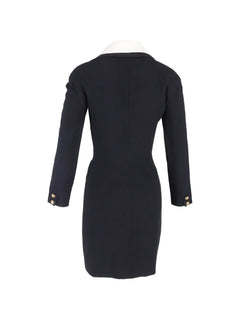 oversized-collar double-breasted dress
