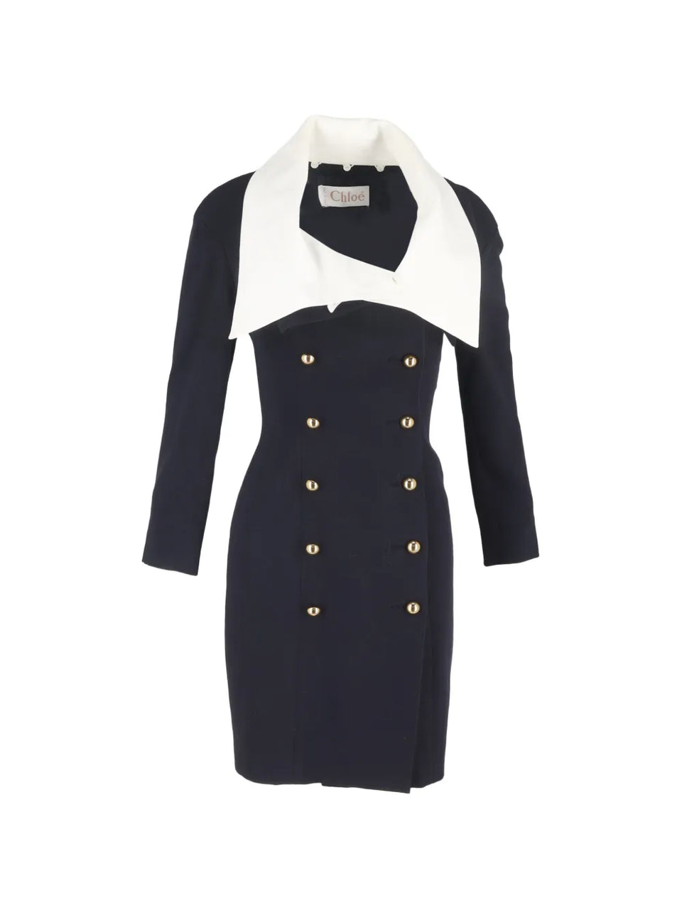 oversized-collar double-breasted dress