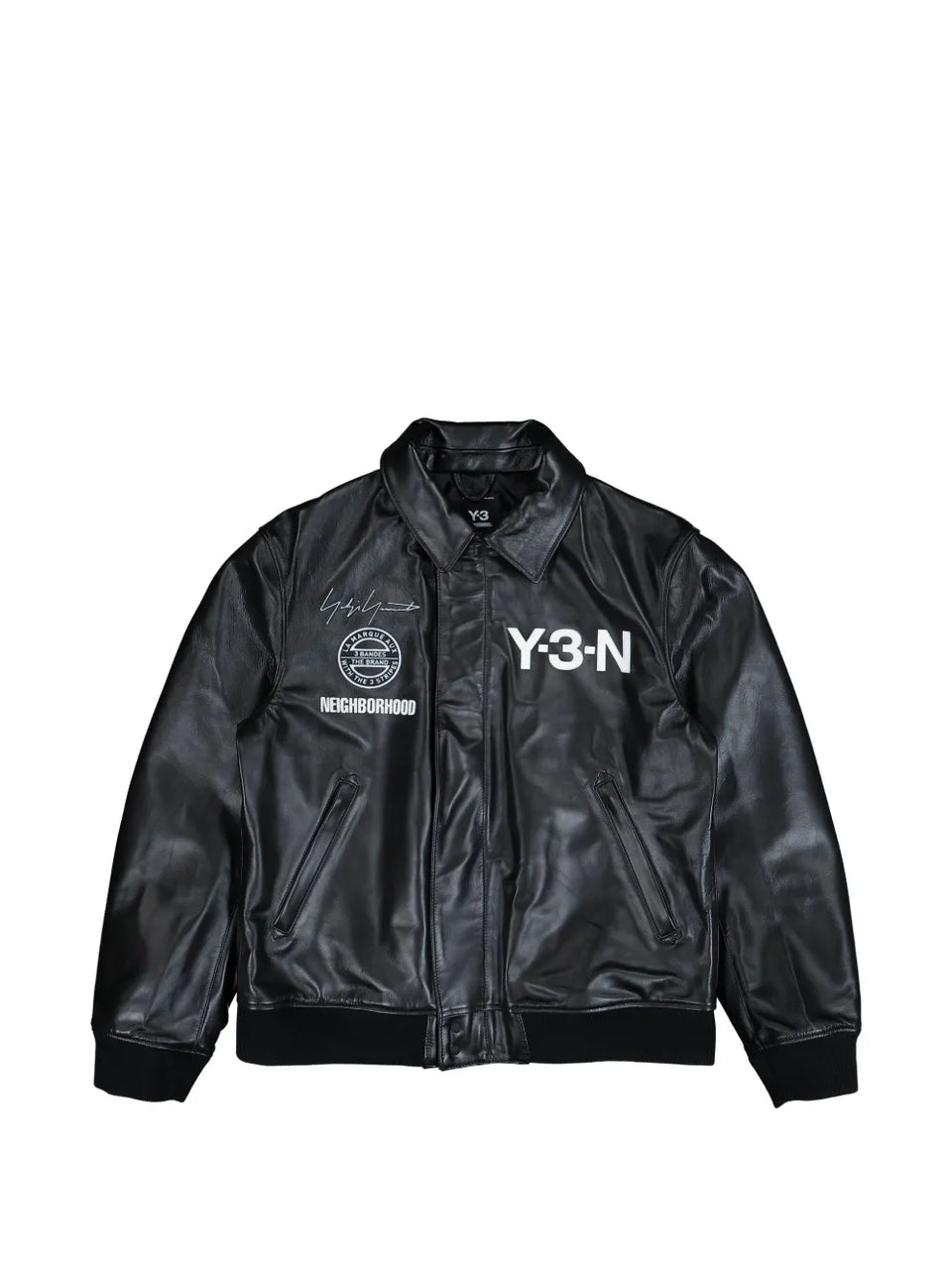 logo leather bomber jacket