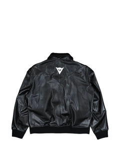 logo leather bomber jacket