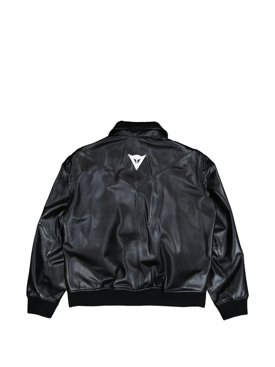 logo leather bomber jacket