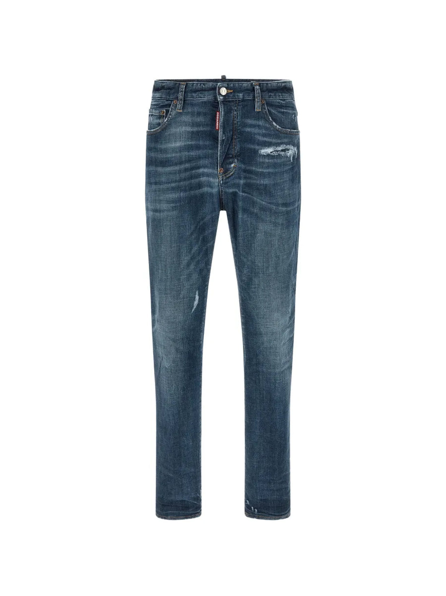 stonewashed-effect straight jeans