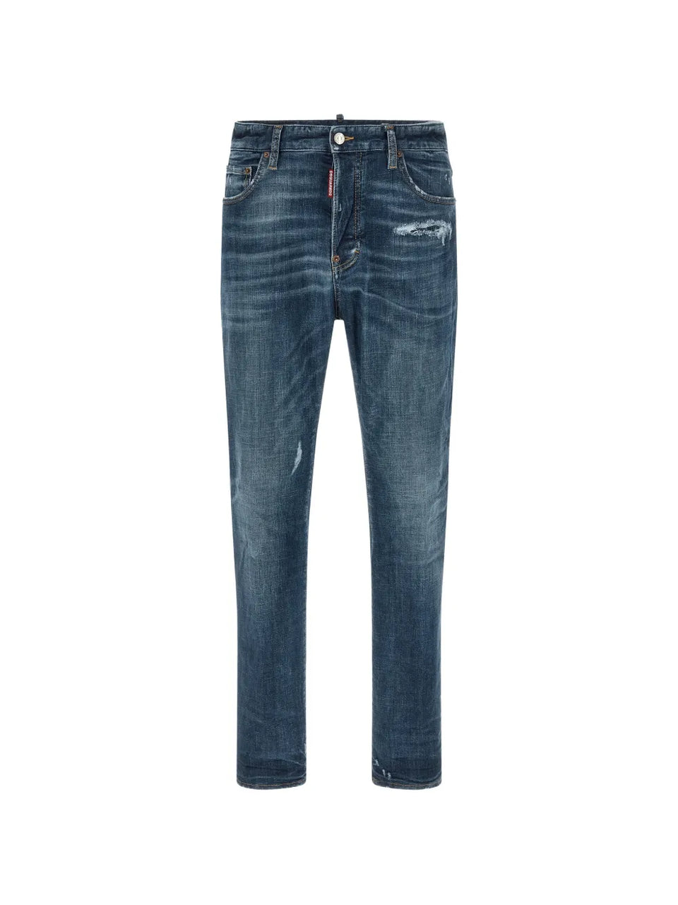 stonewashed-effect straight jeans