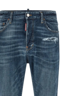 stonewashed-effect straight jeans