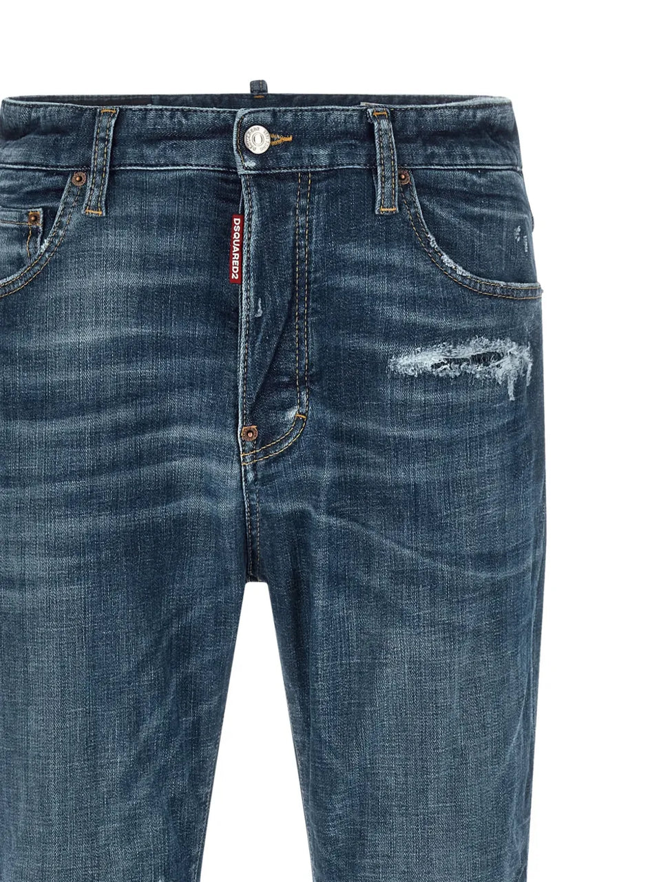 stonewashed-effect straight jeans