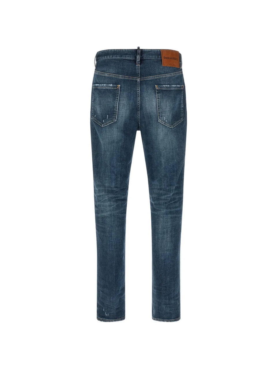 stonewashed-effect straight jeans