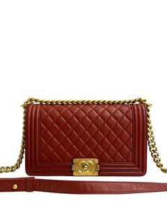 2018 Old Medium Quilted Lambskin Boy Flap crossbody bag