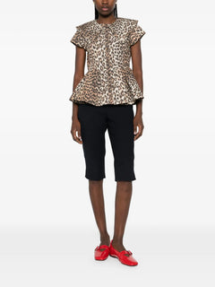 ruffled leopard-print top