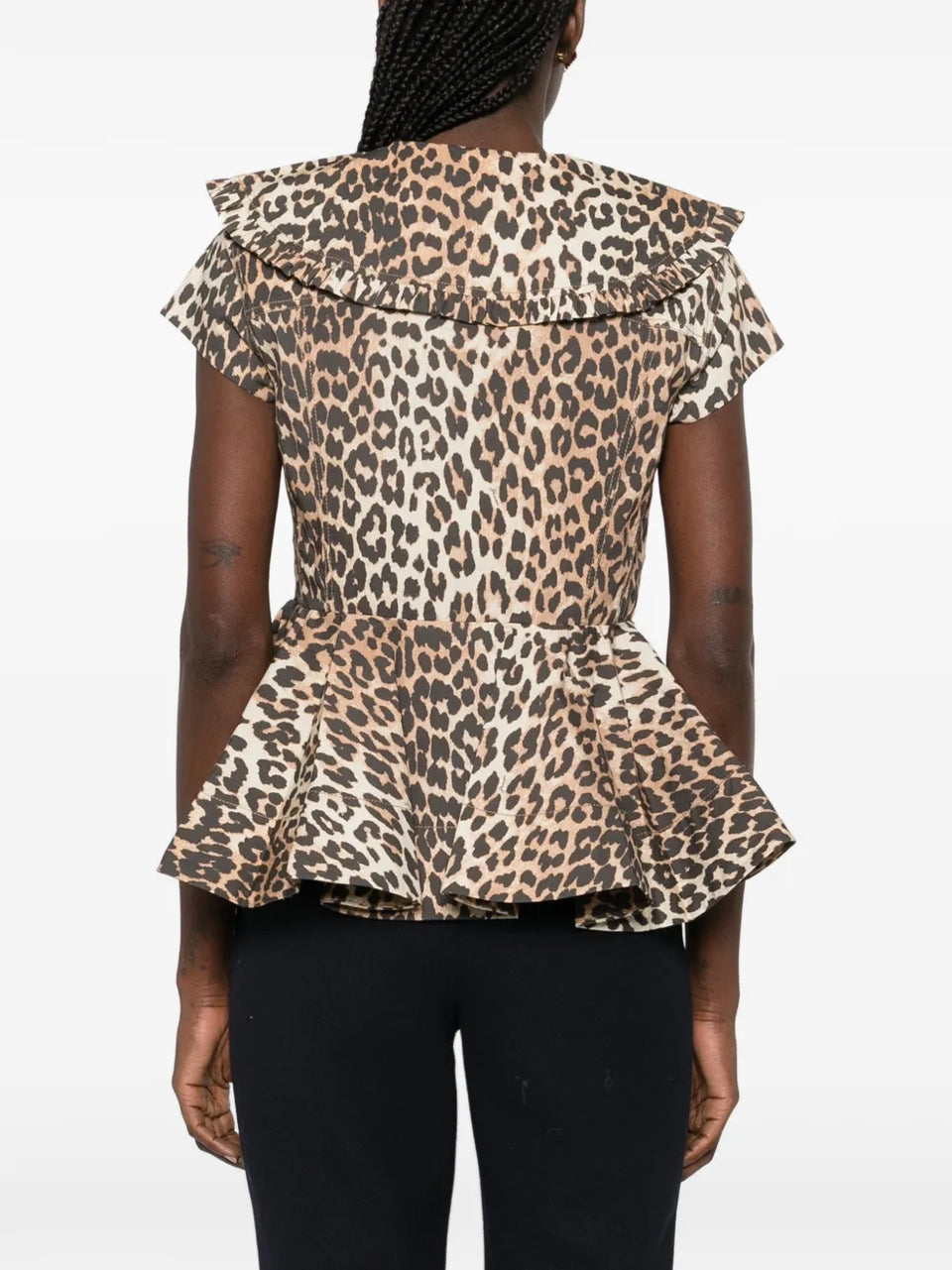ruffled leopard-print top