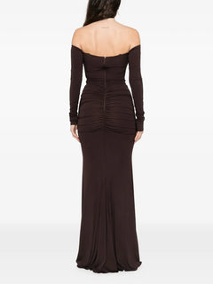 off-the-shoulder gathered maxi dress