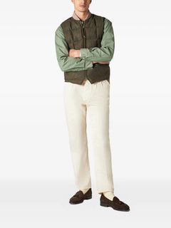 checked zip gilet