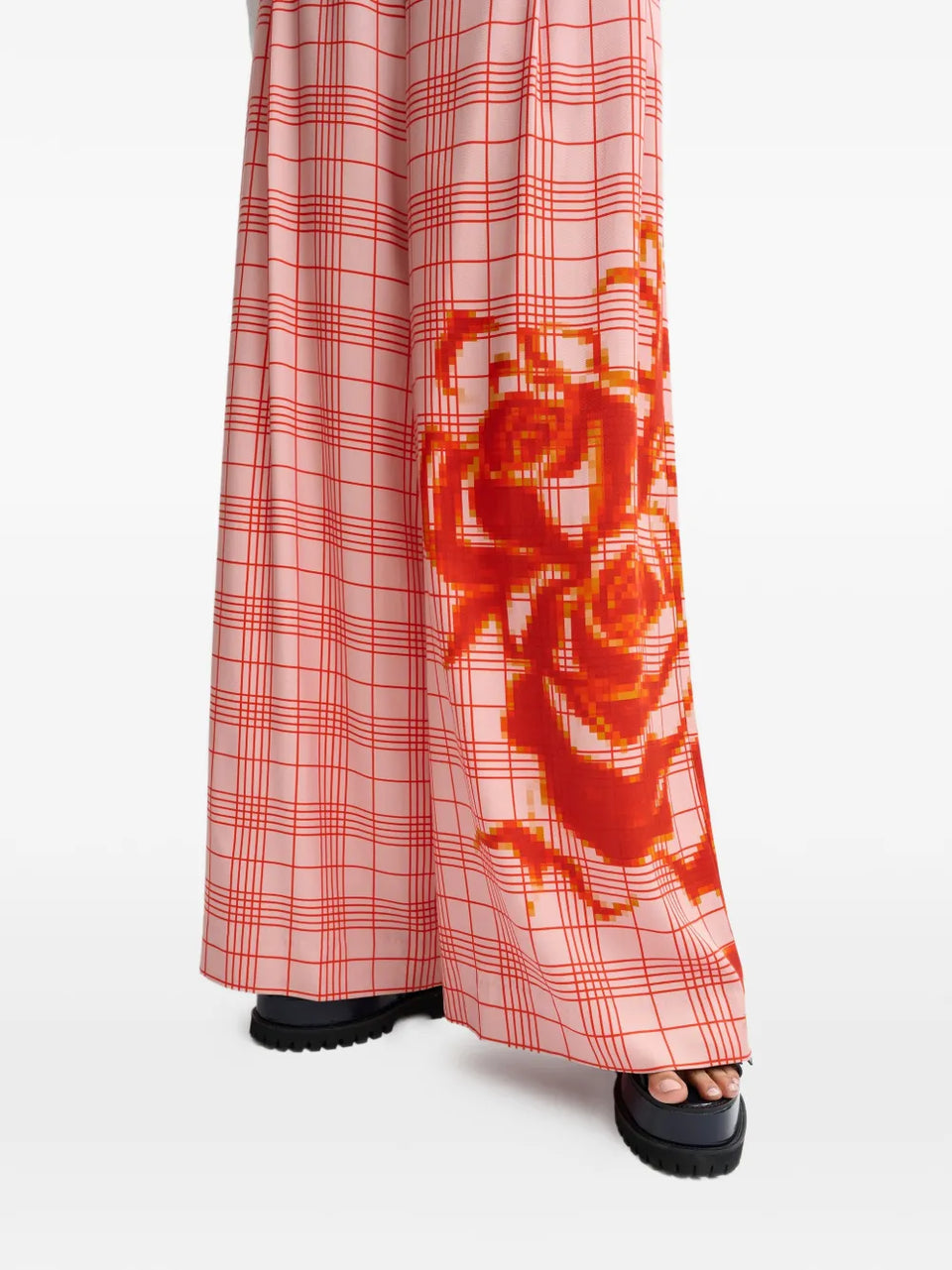 checked graphic trousers