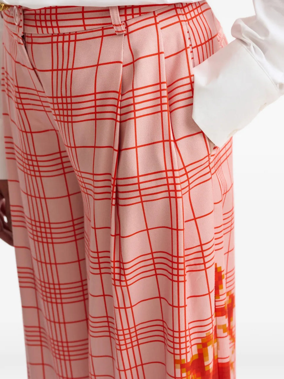 checked graphic trousers