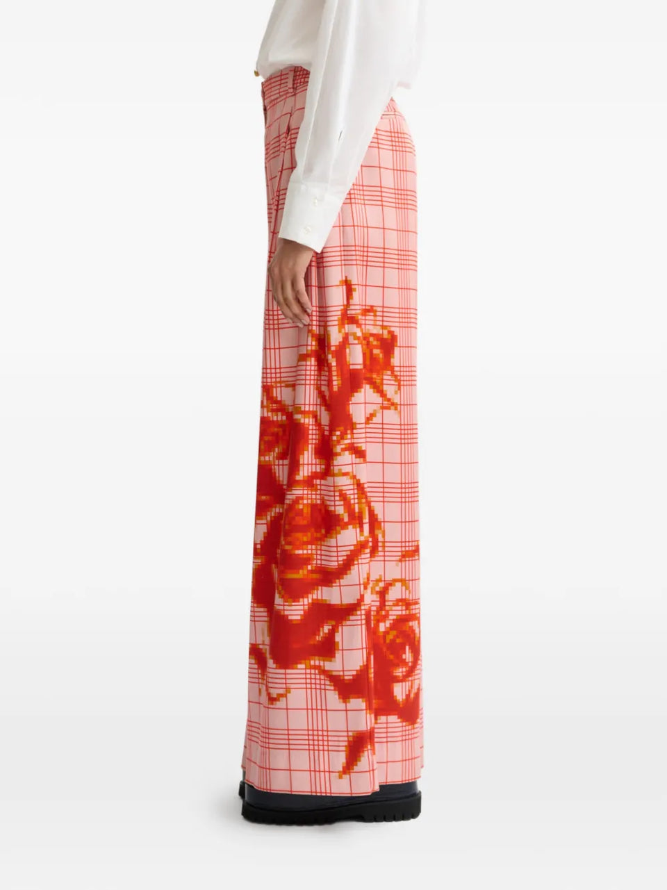 checked graphic trousers