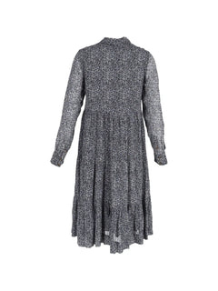 floral-print tiered long-sleeve midi dress