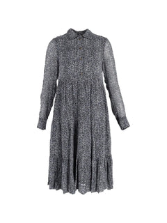 floral-print tiered long-sleeve midi dress