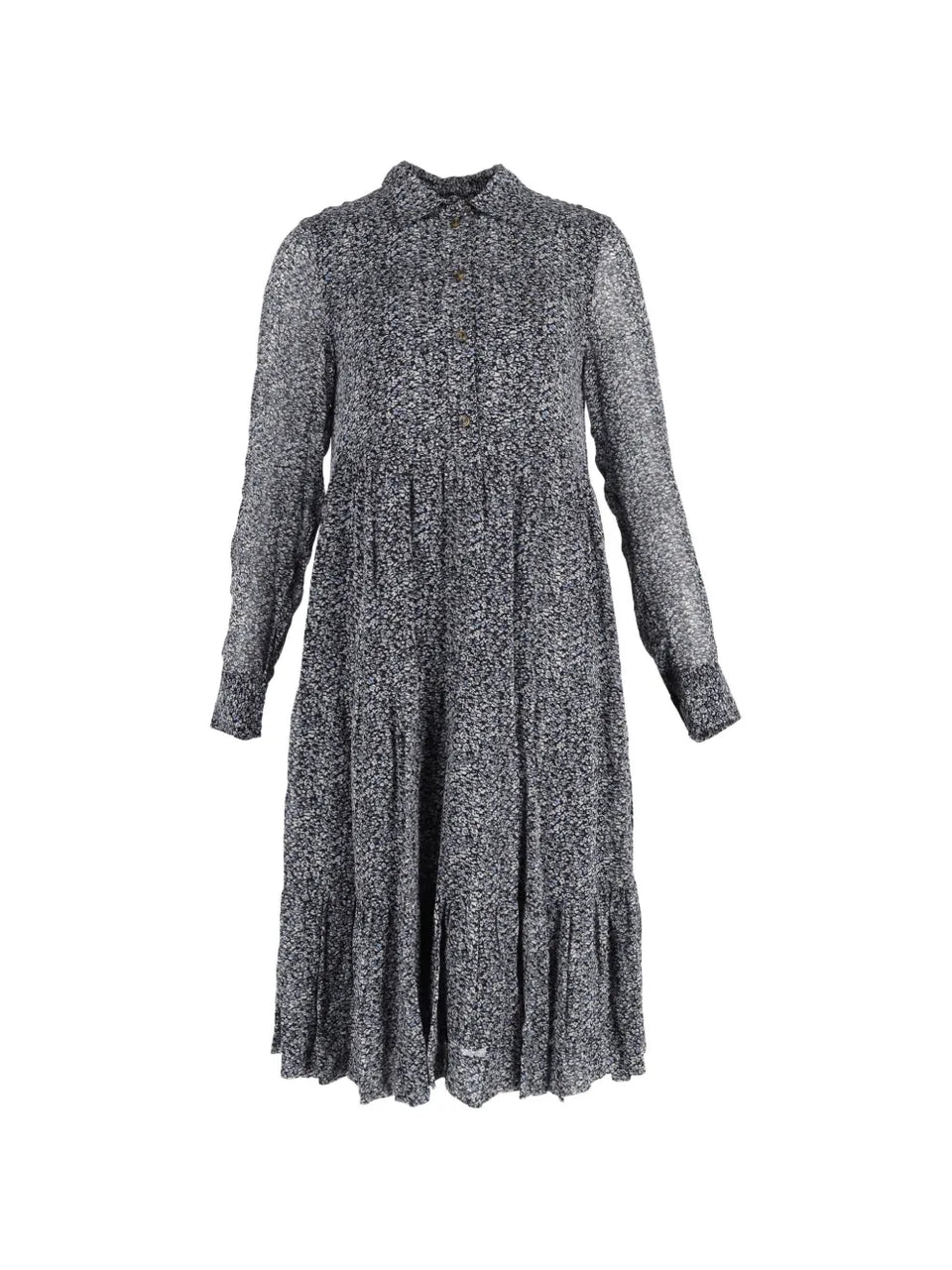 floral-print tiered long-sleeve midi dress