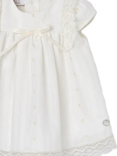 lace-trim bow-detail dress
