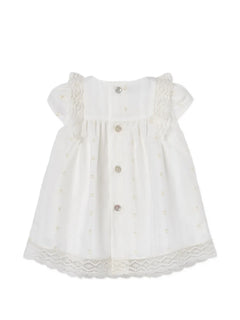 lace-trim bow-detail dress