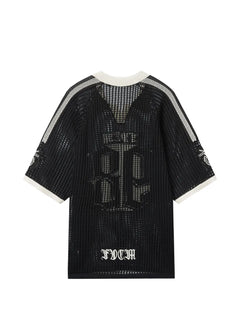 number-motif open-knit T-Shirt