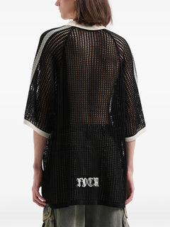 number-motif open-knit T-Shirt
