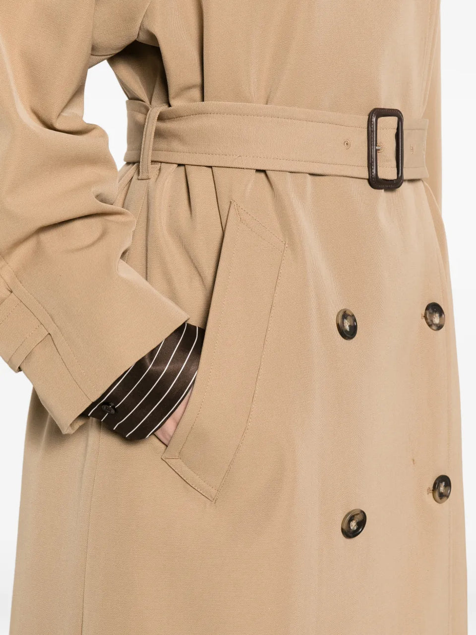 belted double-breasted trench coat