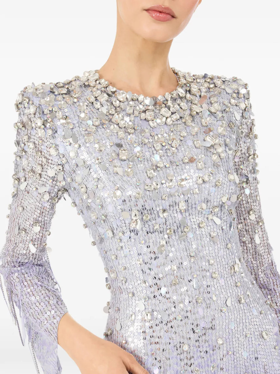 sequined long-sleeve dress