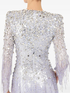sequined long-sleeve dress