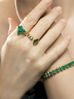 diamond and emerald cluster band ring