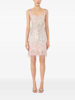 Swirly sequin-embellished mini dress