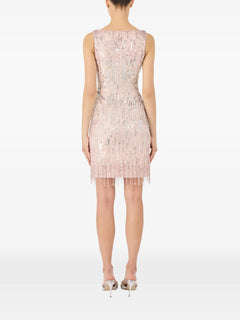 Swirly sequin-embellished mini dress