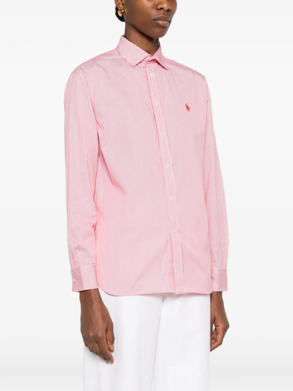 striped logo-embroidered shirt