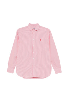 striped logo-embroidered shirt
