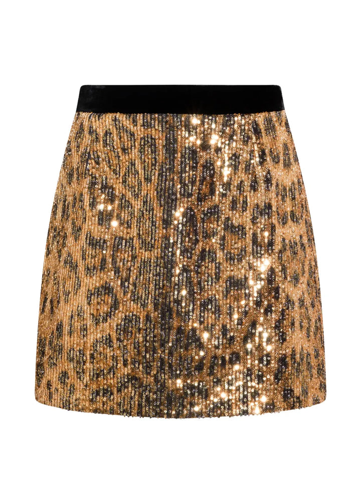 sequinned animal-print mini skirt