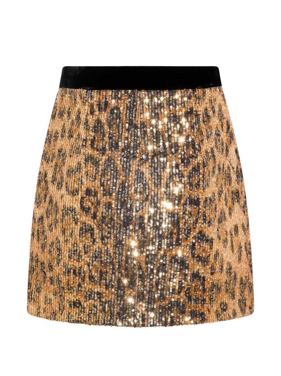 sequinned animal-print mini skirt