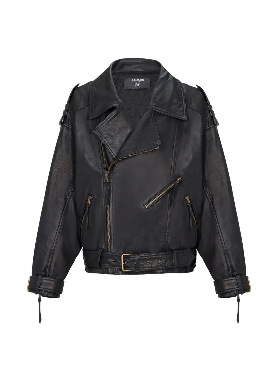 asymmetrical-zip leather jacket
