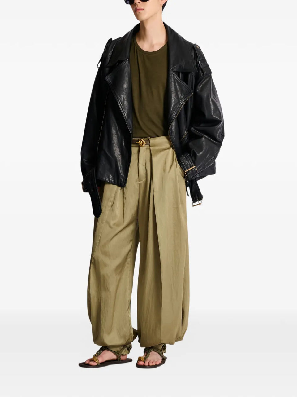 asymmetrical-zip leather jacket