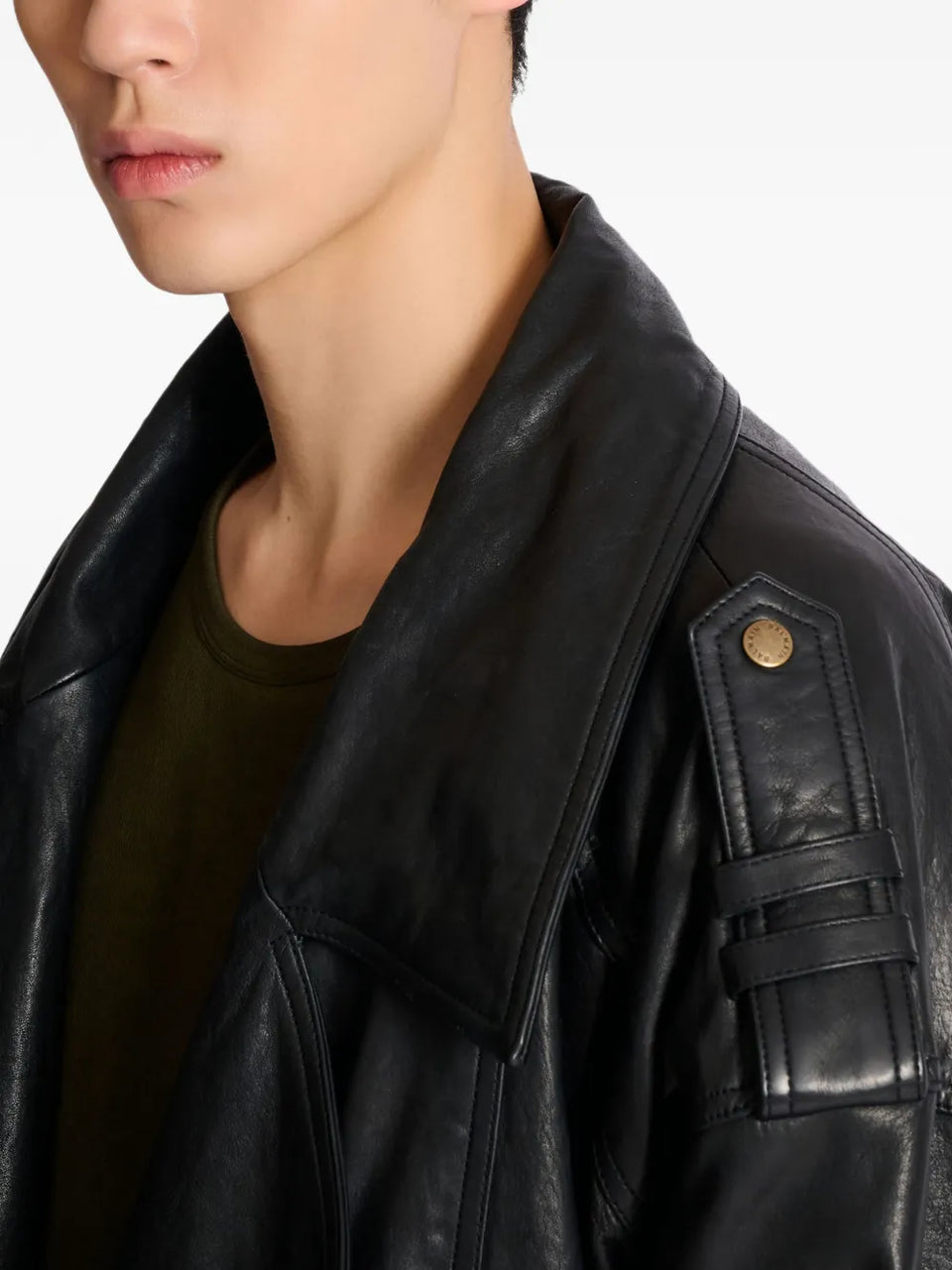 asymmetrical-zip leather jacket