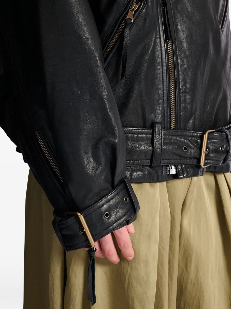 asymmetrical-zip leather jacket
