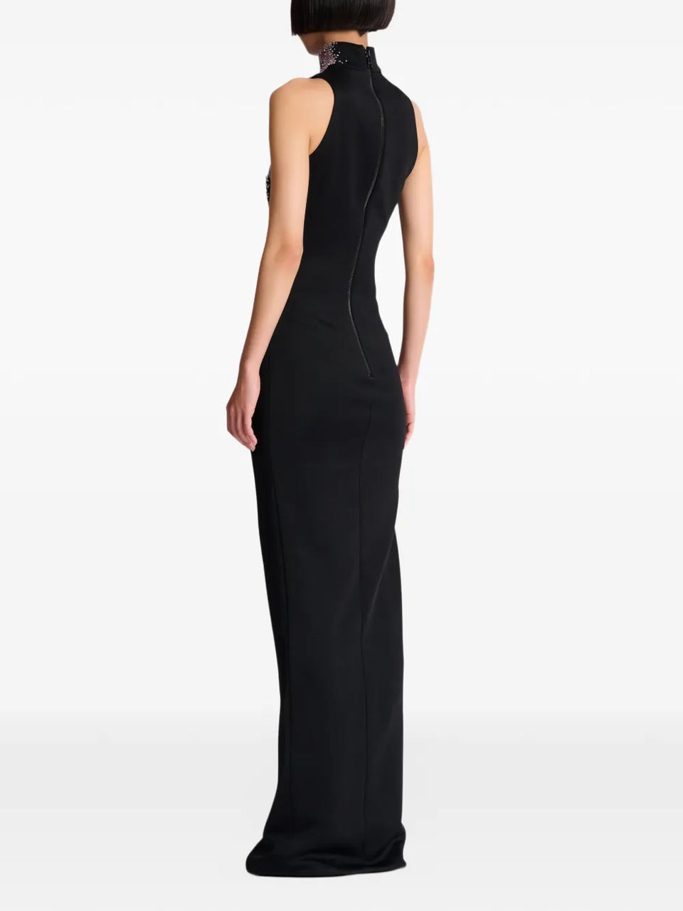 halterneck embroidered maxi dress