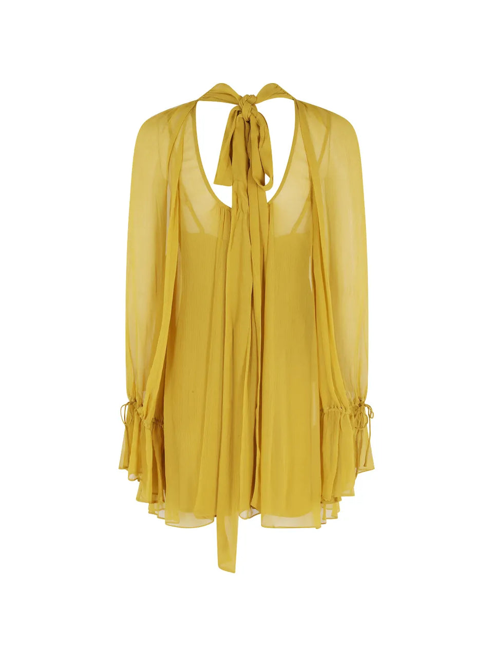 bow-neck mini dress