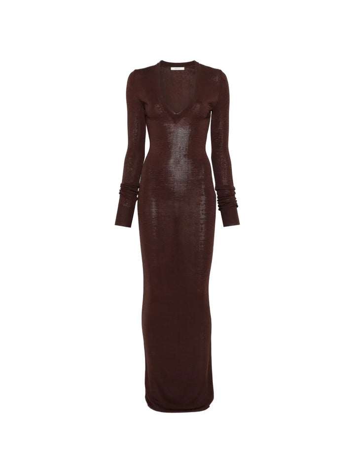 V-neck long-sleeve dress