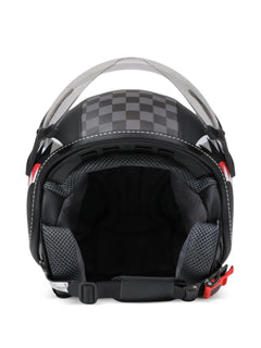 shark-print checkerboard helmet