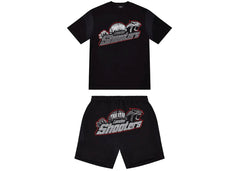 Trapstar Shooters Hoodie Shorts Set Black/Red
