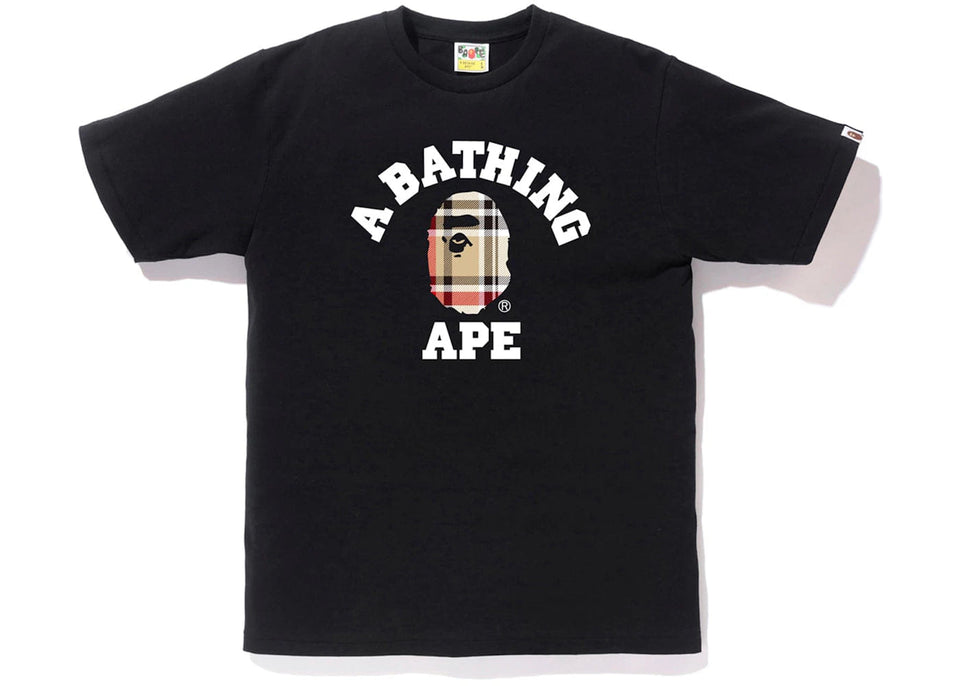 Bape Check College T-Shirt Black/Beige