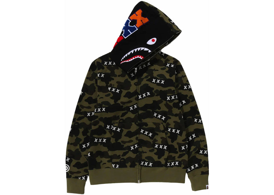 Bape x God Selection Xxx Shark Full Zip Hoodie Green